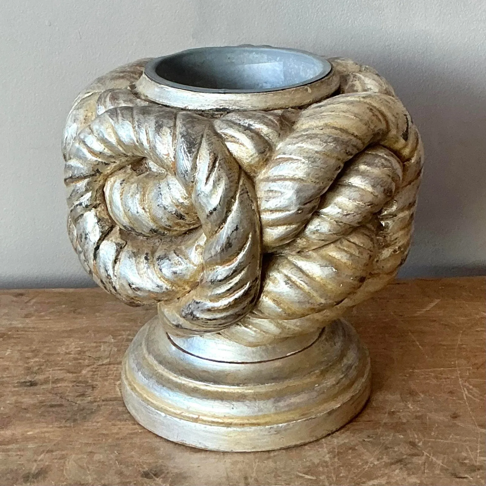 Vintage Boho Silver Leaf Knot Candlestick Holder — additional photo 8