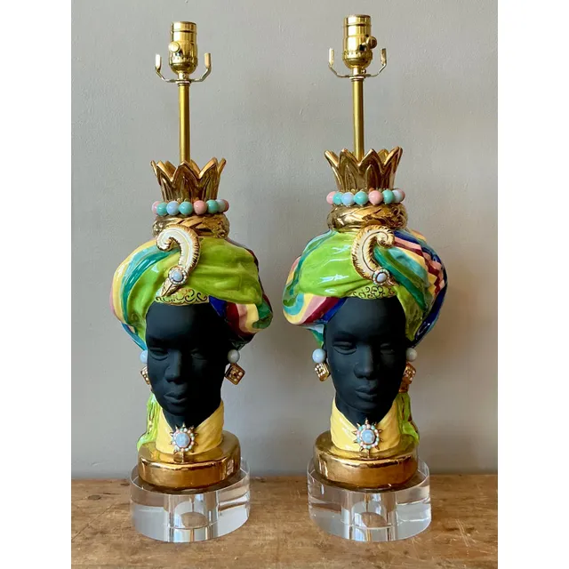 Vintage Regency Glazed Ceramic Gypsy Lamps - A Pair — additional photo 2