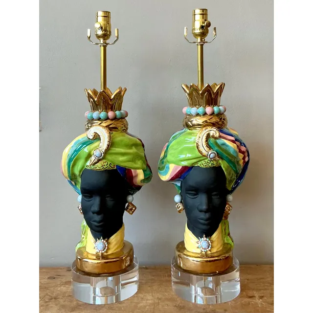 Vintage Regency Glazed Ceramic Gypsy Lamps - A Pair — additional photo 3
