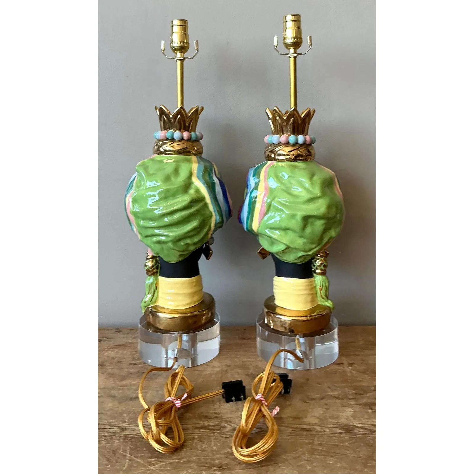 Vintage Regency Glazed Ceramic Gypsy Lamps - A Pair — additional photo 4