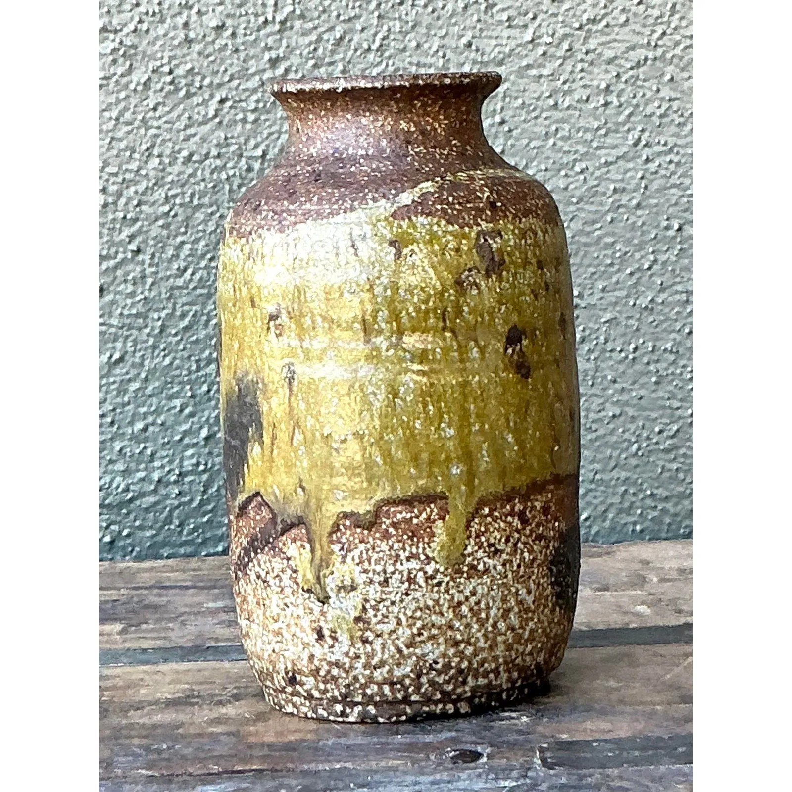 Vintage Boho Original Glazed Ceramic Vase — additional photo 1