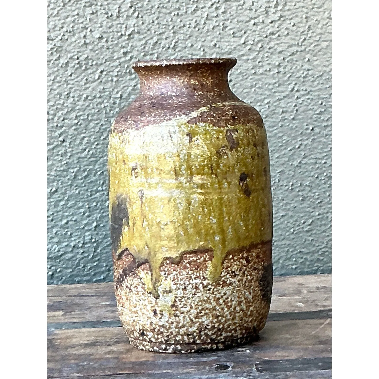 Vintage Boho Original Glazed Ceramic Vase — additional photo 2