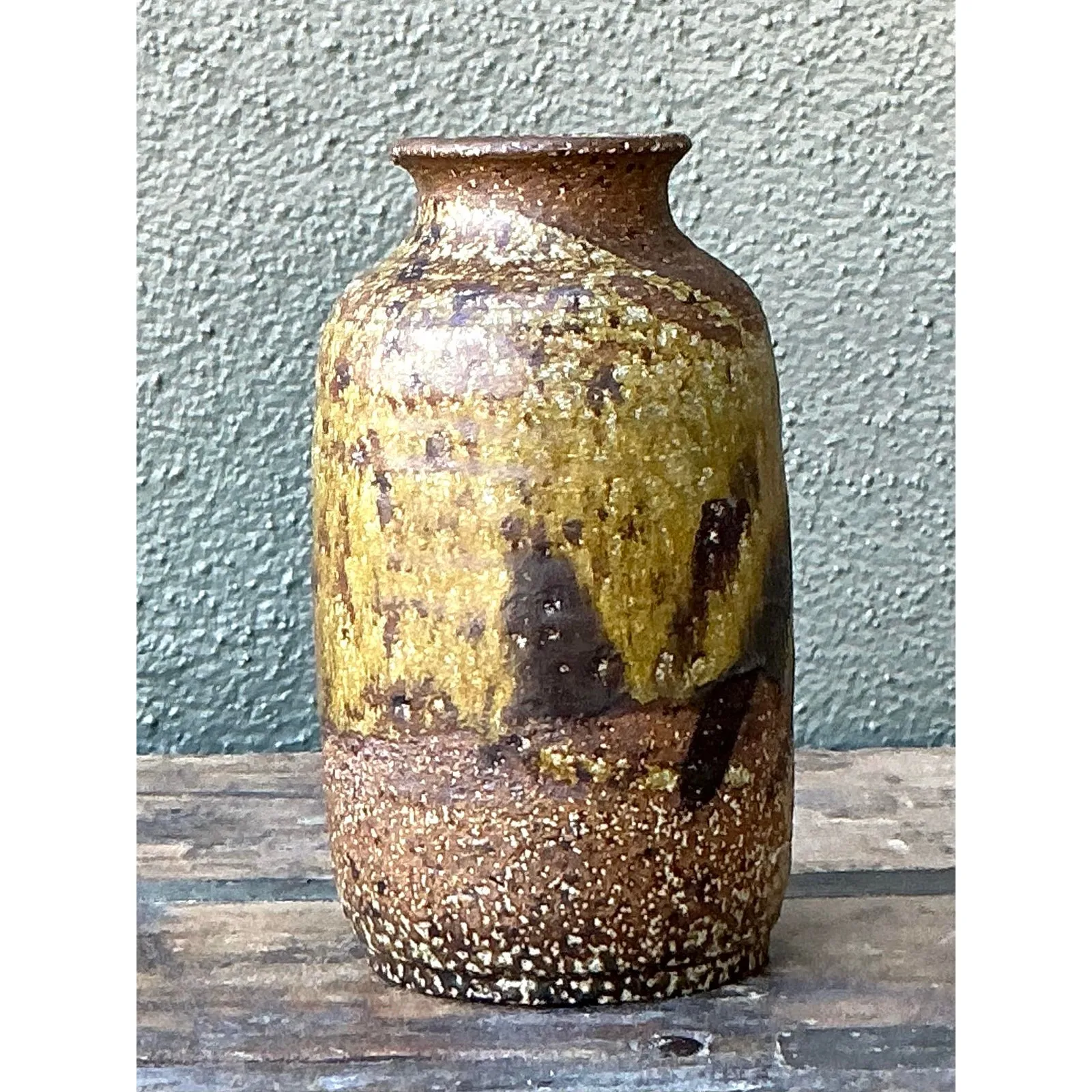 Vintage Boho Original Glazed Ceramic Vase — additional photo 4