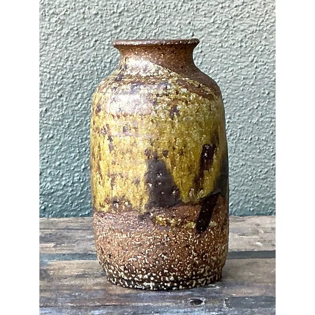 Vintage Boho Original Glazed Ceramic Vase — additional photo 4