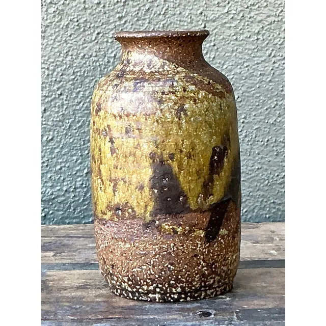 Vintage Boho Original Glazed Ceramic Vase — additional photo 5