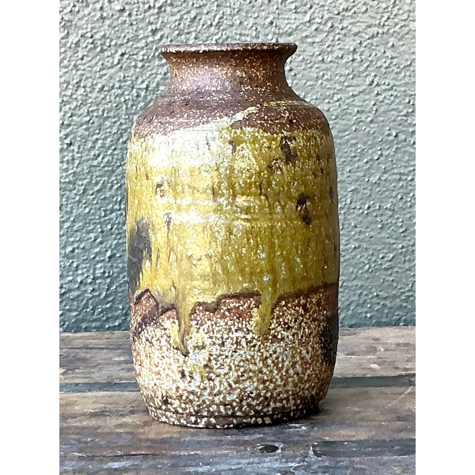Vintage Boho Original Glazed Ceramic Vase — additional photo 6