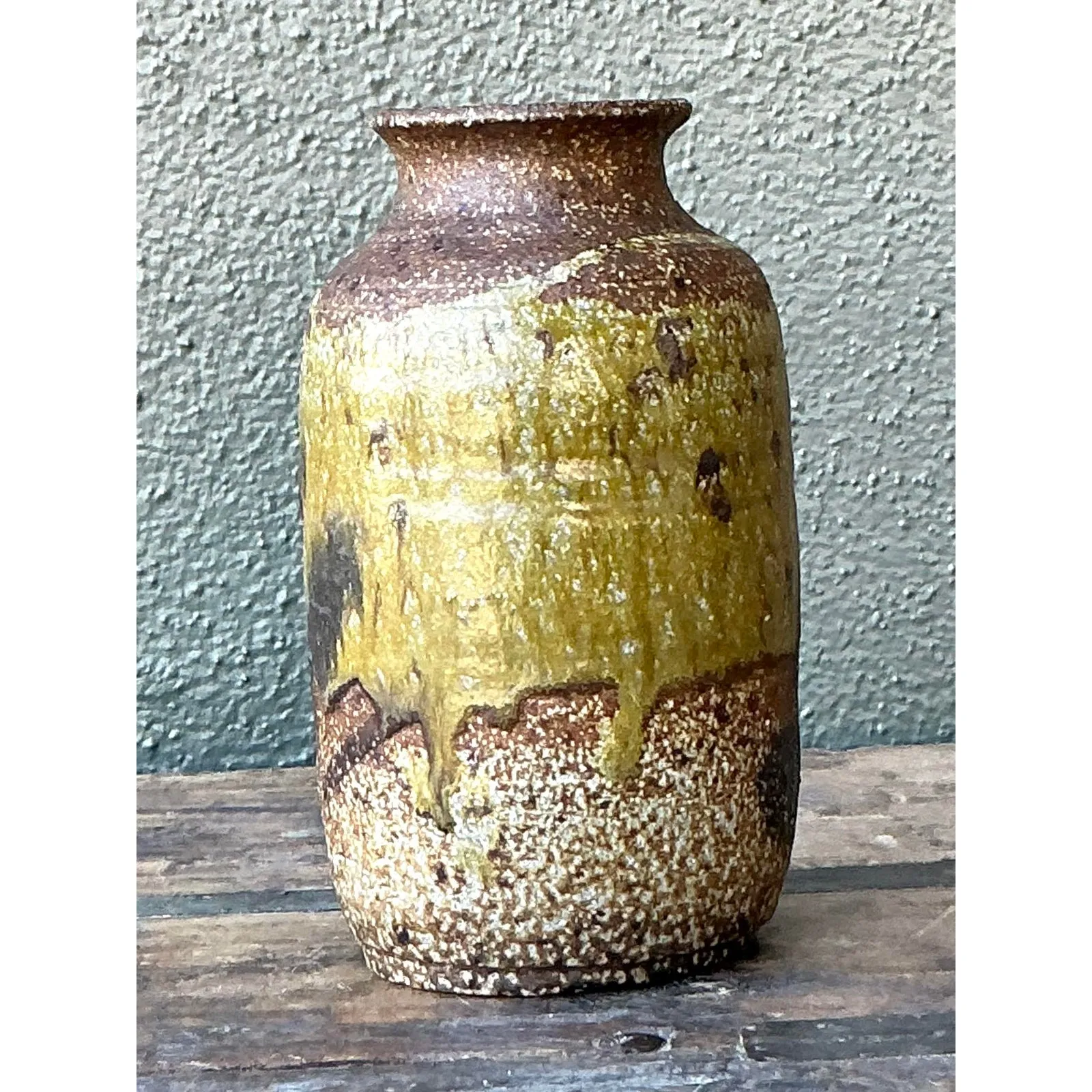 Vintage Boho Original Glazed Ceramic Vase — additional photo 7