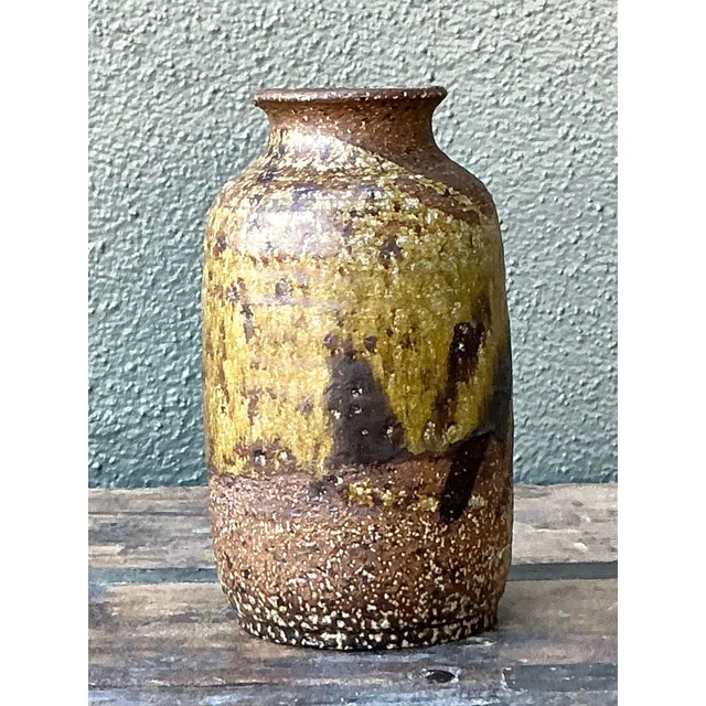 Vintage Boho Original Glazed Ceramic Vase — additional photo 8