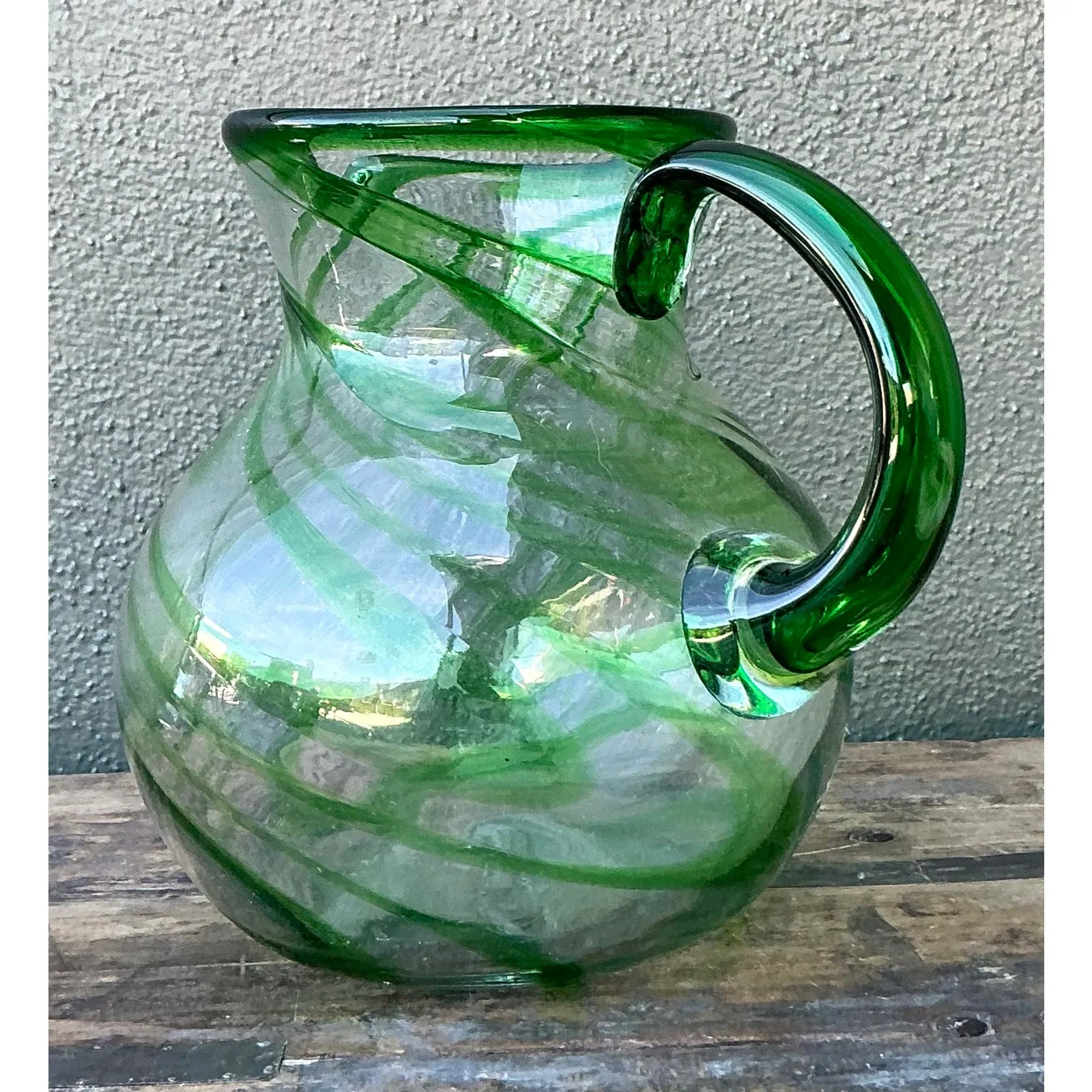 Vintage Boho Blown Glass Pitcher — additional photo 4