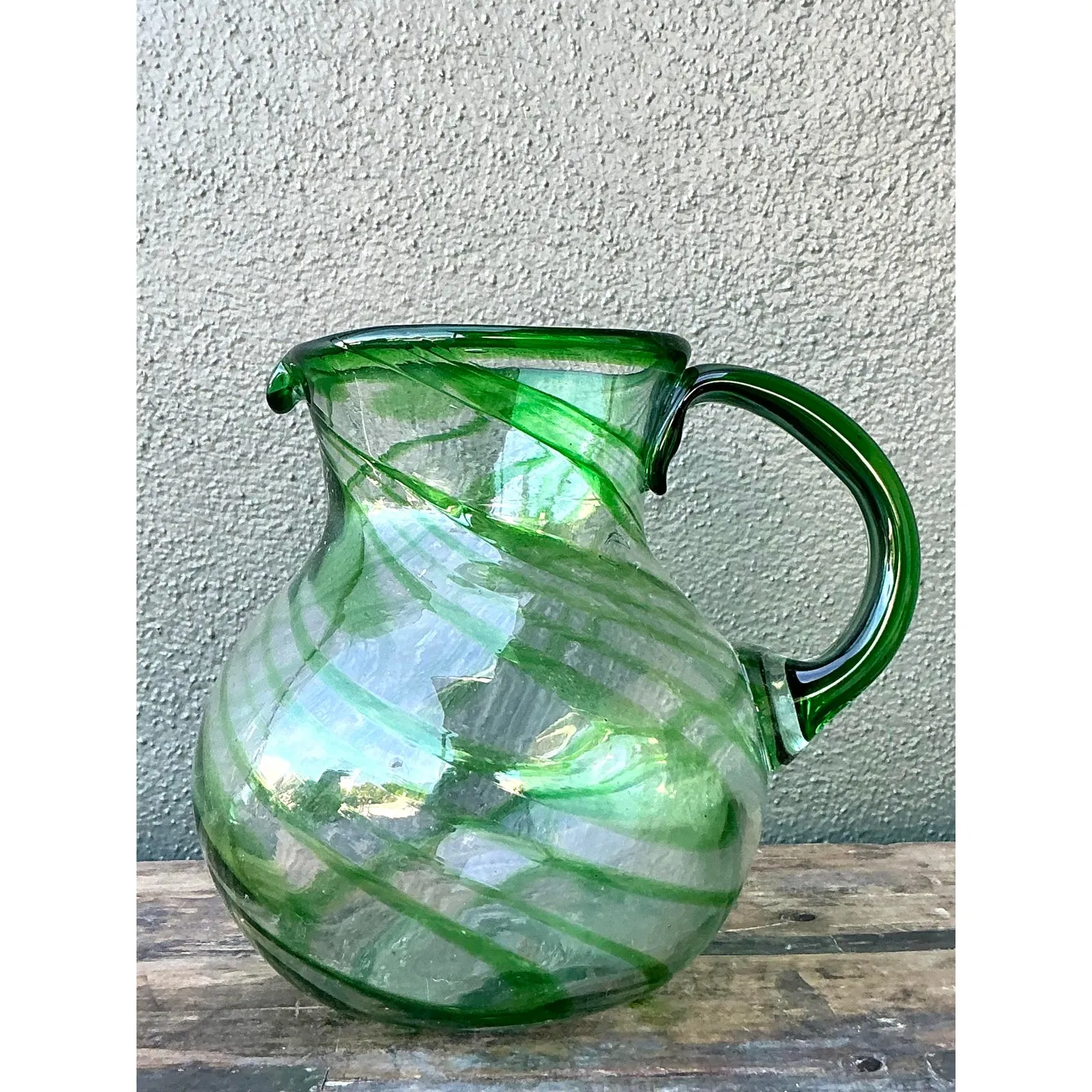 Vintage Boho Blown Glass Pitcher — additional photo 5