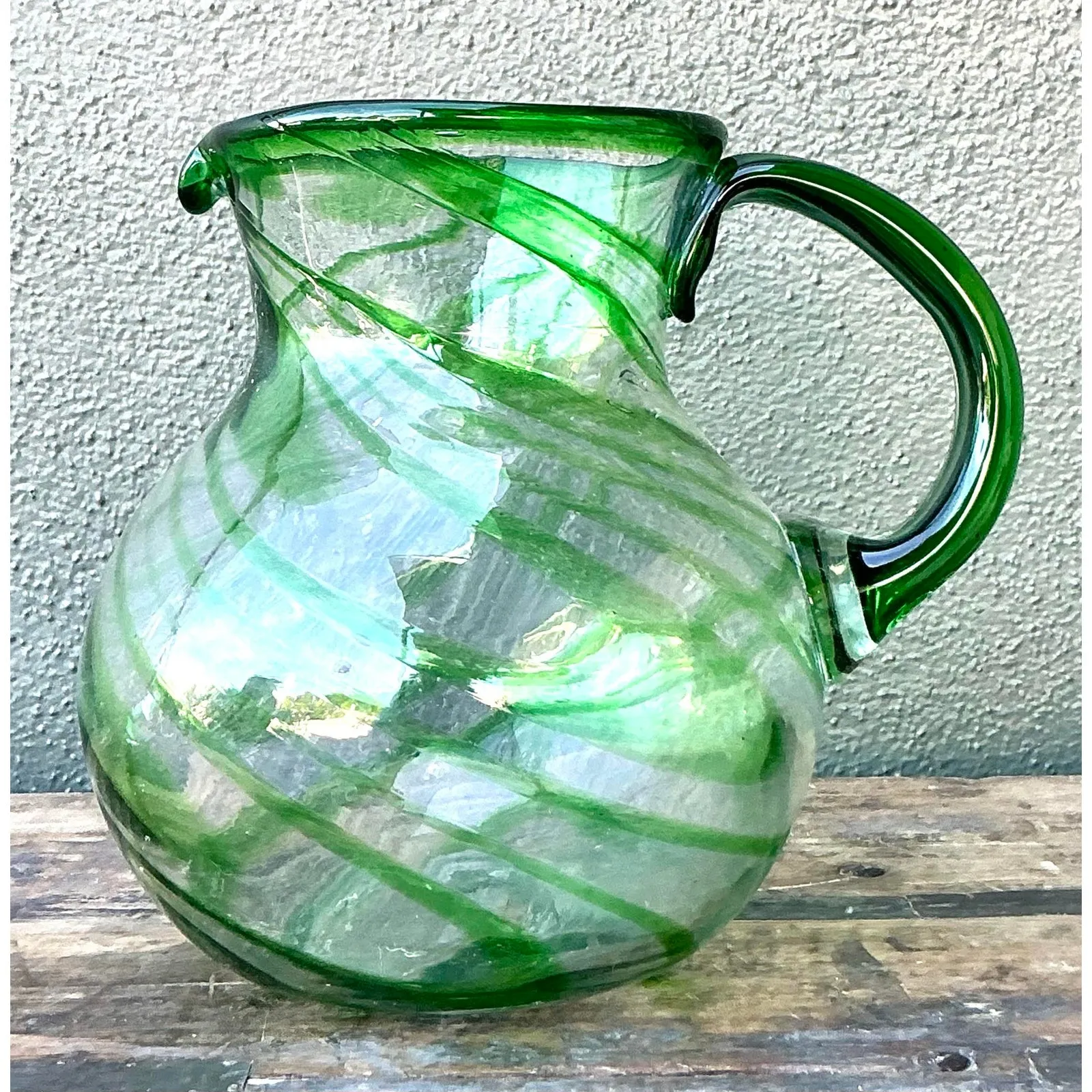 Vintage Boho Blown Glass Pitcher — additional photo 2