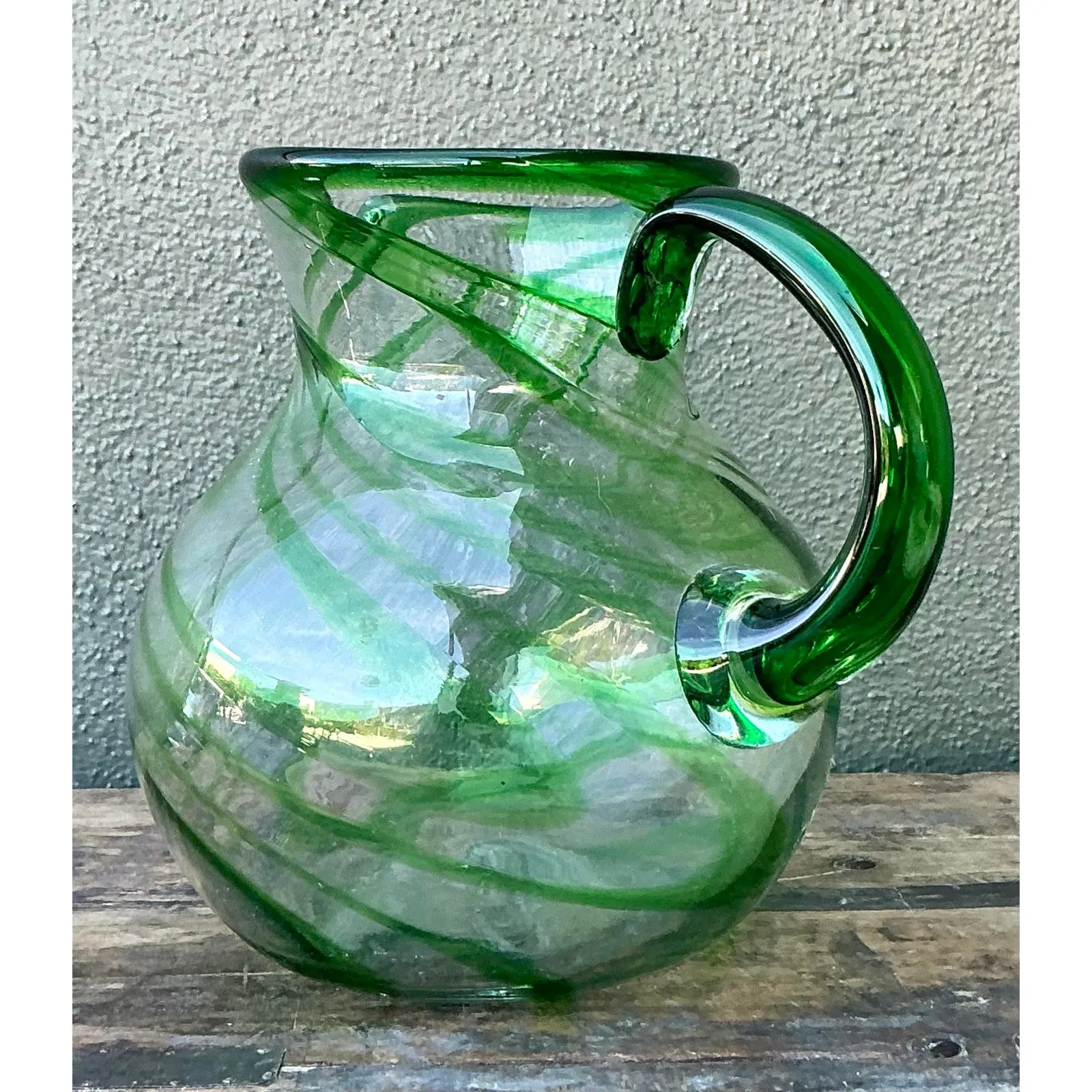 Vintage Boho Blown Glass Pitcher — additional photo 6