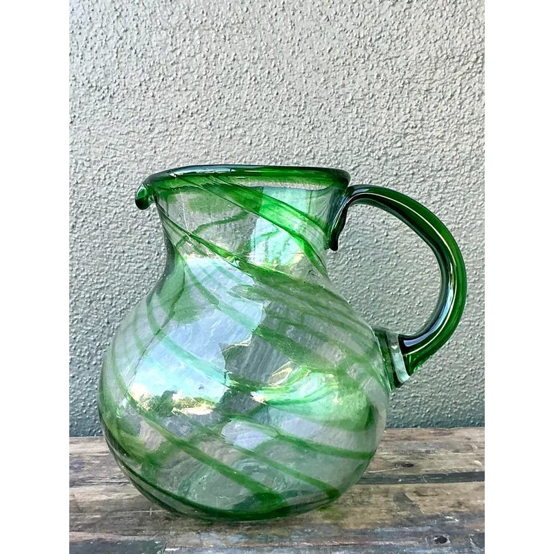 Vintage Boho Blown Glass Pitcher — additional photo 7