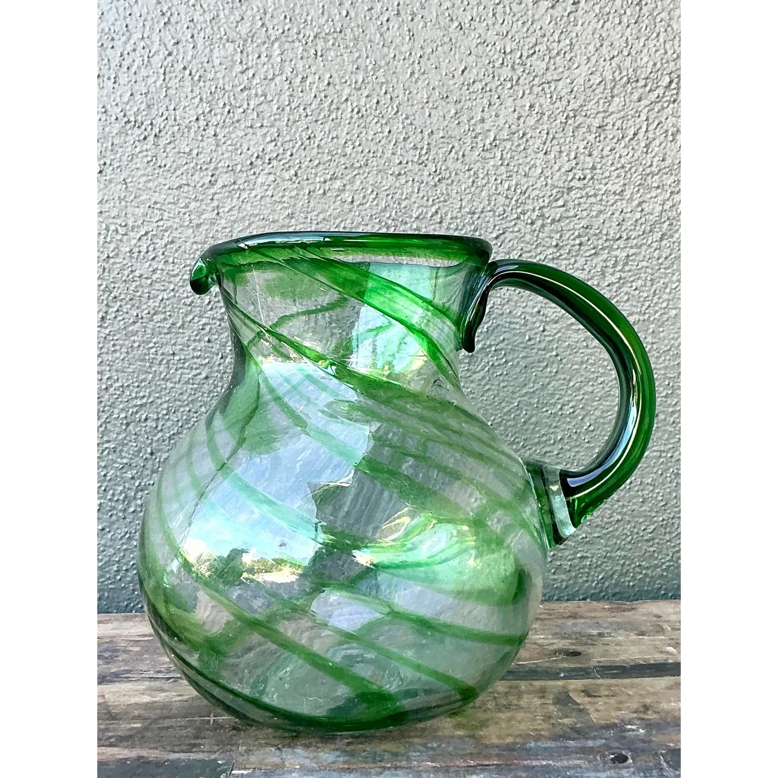 Vintage Boho Blown Glass Pitcher — additional photo 8