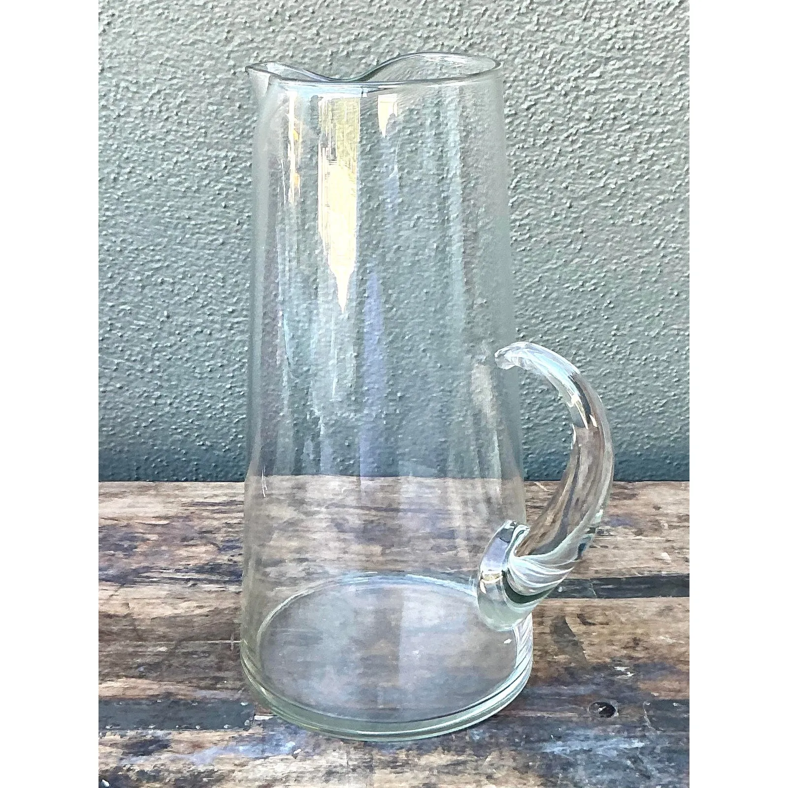 Vintage Boho Blown Glass Pitcher - Glass, 7.5W x 12H — additional photo 4