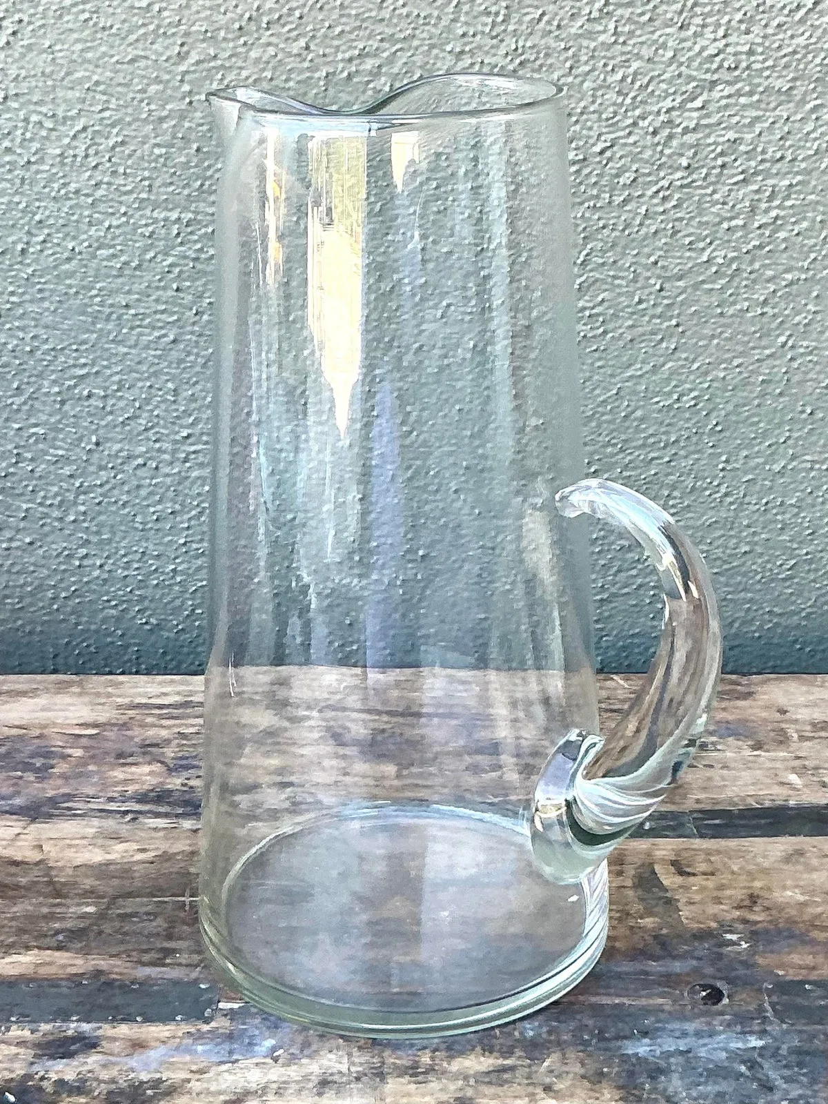 Vintage Boho Blown Glass Pitcher - Glass, 7.5W x 12H — additional photo 3