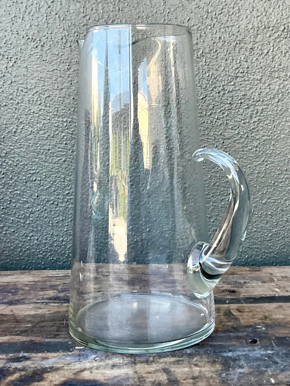 Vintage Boho Blown Glass Pitcher - Glass, 7.5W x 12H — additional photo 7