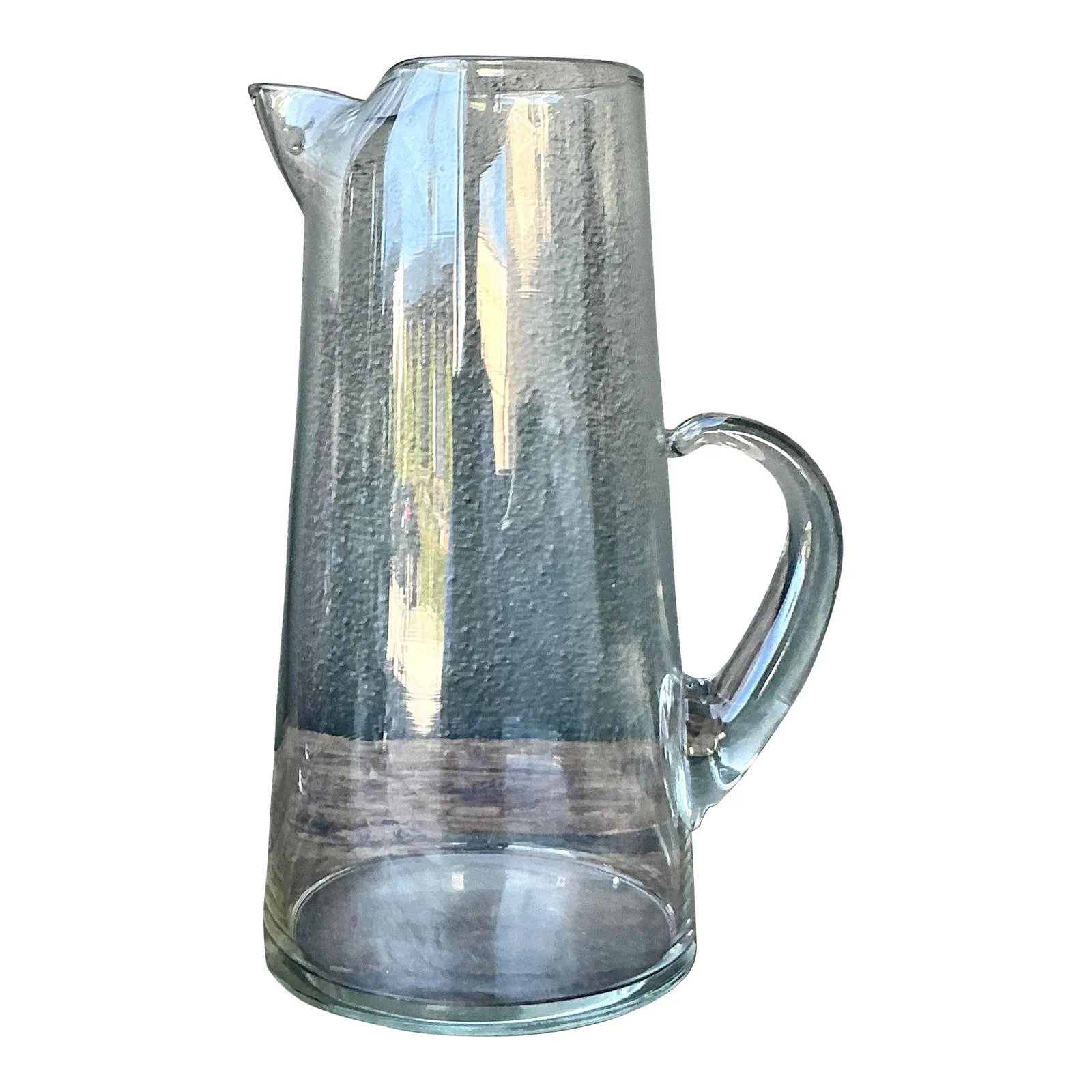 Vintage Boho Blown Glass Pitcher - Glass, 7.5W x 12H — additional photo 1