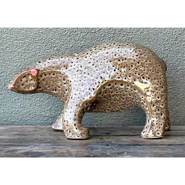 Vintage Boho Glazed Ceramic Polar Bear — additional photo 4