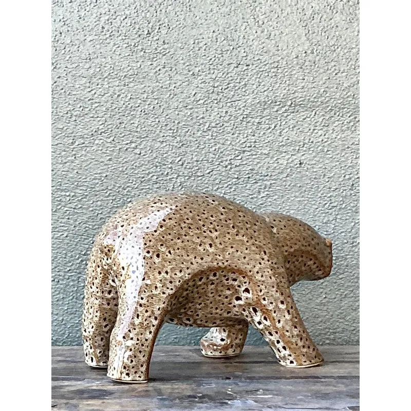 Vintage Boho Glazed Ceramic Polar Bear — additional photo 7