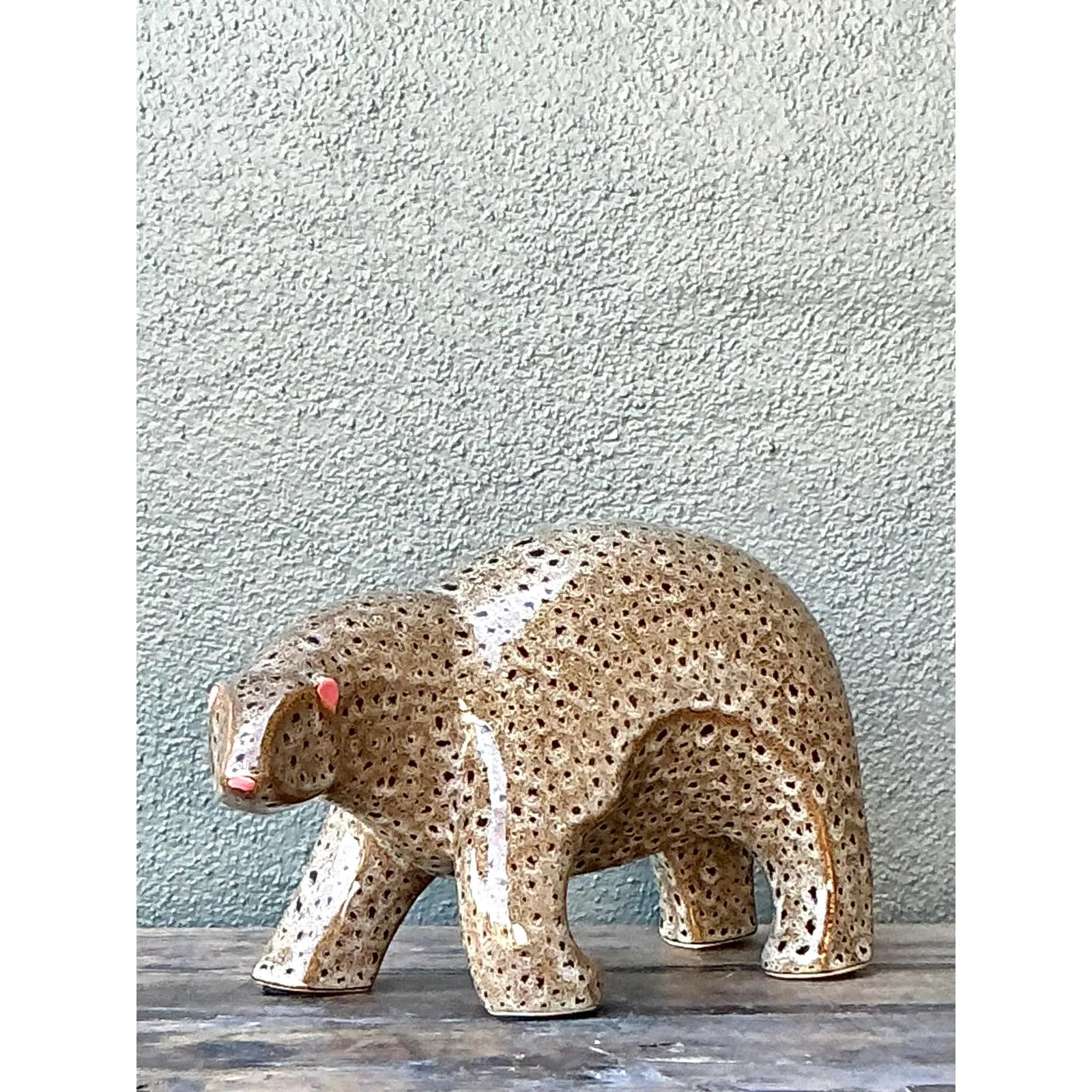 Vintage Boho Glazed Ceramic Polar Bear — additional photo 1