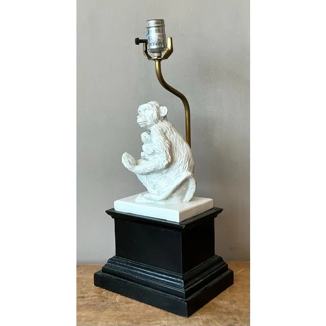 Vintage Boho Plaster Monkey Lamp — additional photo 4