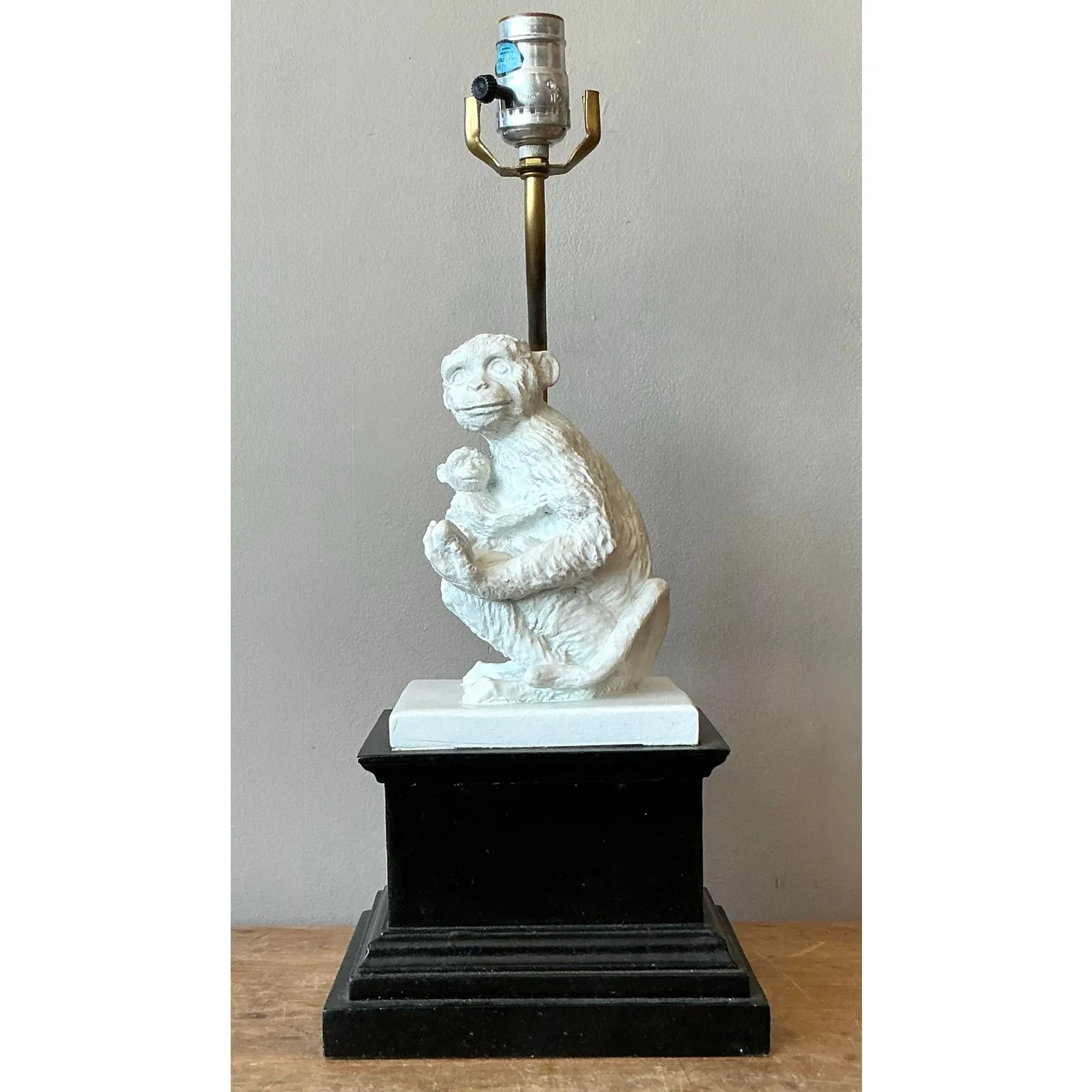 Vintage Boho Plaster Monkey Lamp — additional photo 2