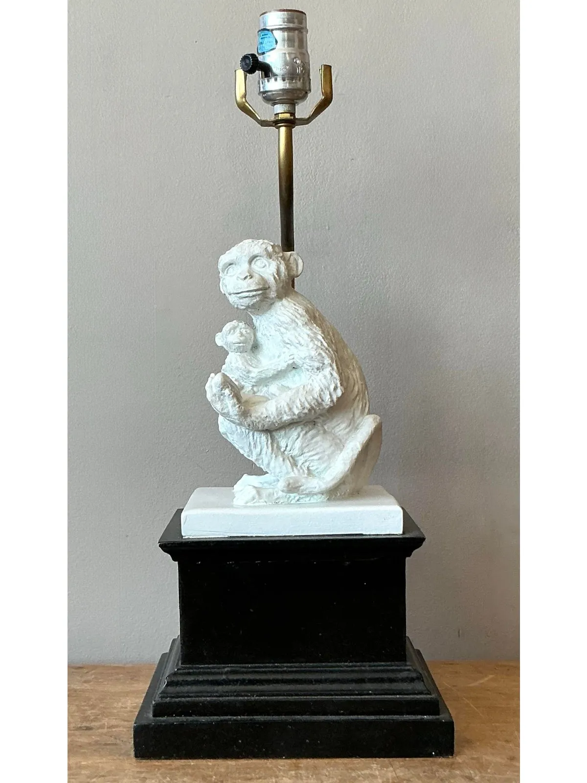 Vintage Boho Plaster Monkey Lamp — additional photo 1