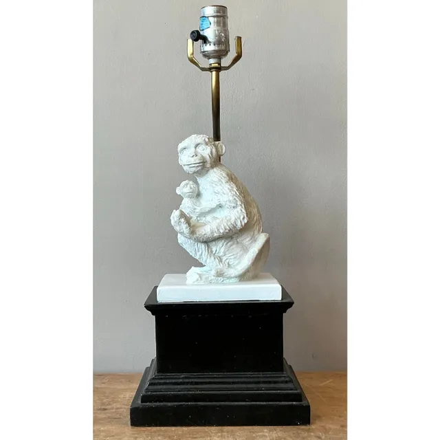 Vintage Boho Plaster Monkey Lamp — additional photo 2