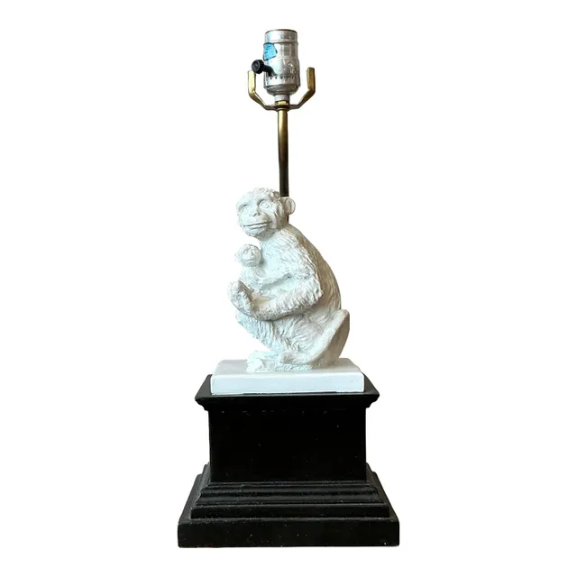 Vintage Boho Plaster Monkey Lamp — additional photo 1