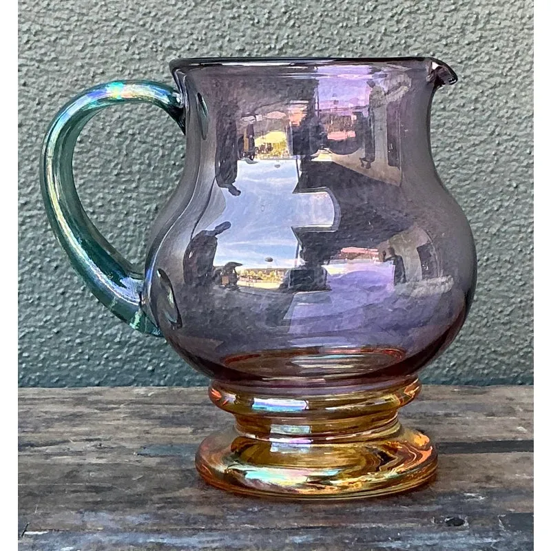 Vintage Boho Iridescent Glass Pitcher — additional photo 2