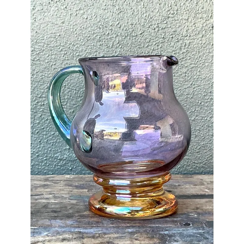 Vintage Boho Iridescent Glass Pitcher — additional photo 5