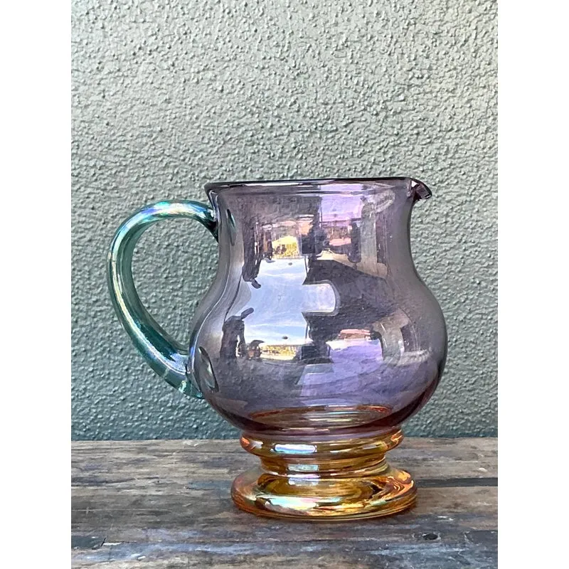 Vintage Boho Iridescent Glass Pitcher — additional photo 6