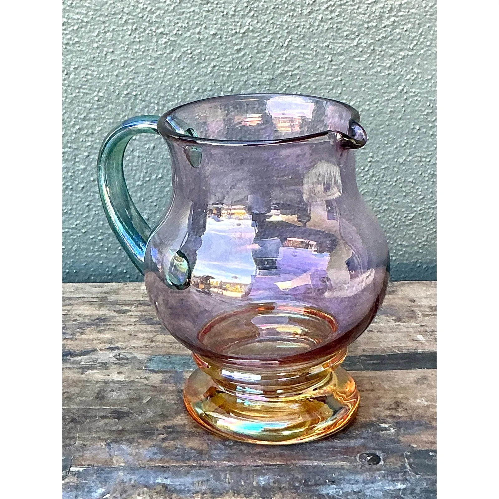 Vintage Boho Iridescent Glass Pitcher — additional photo 7