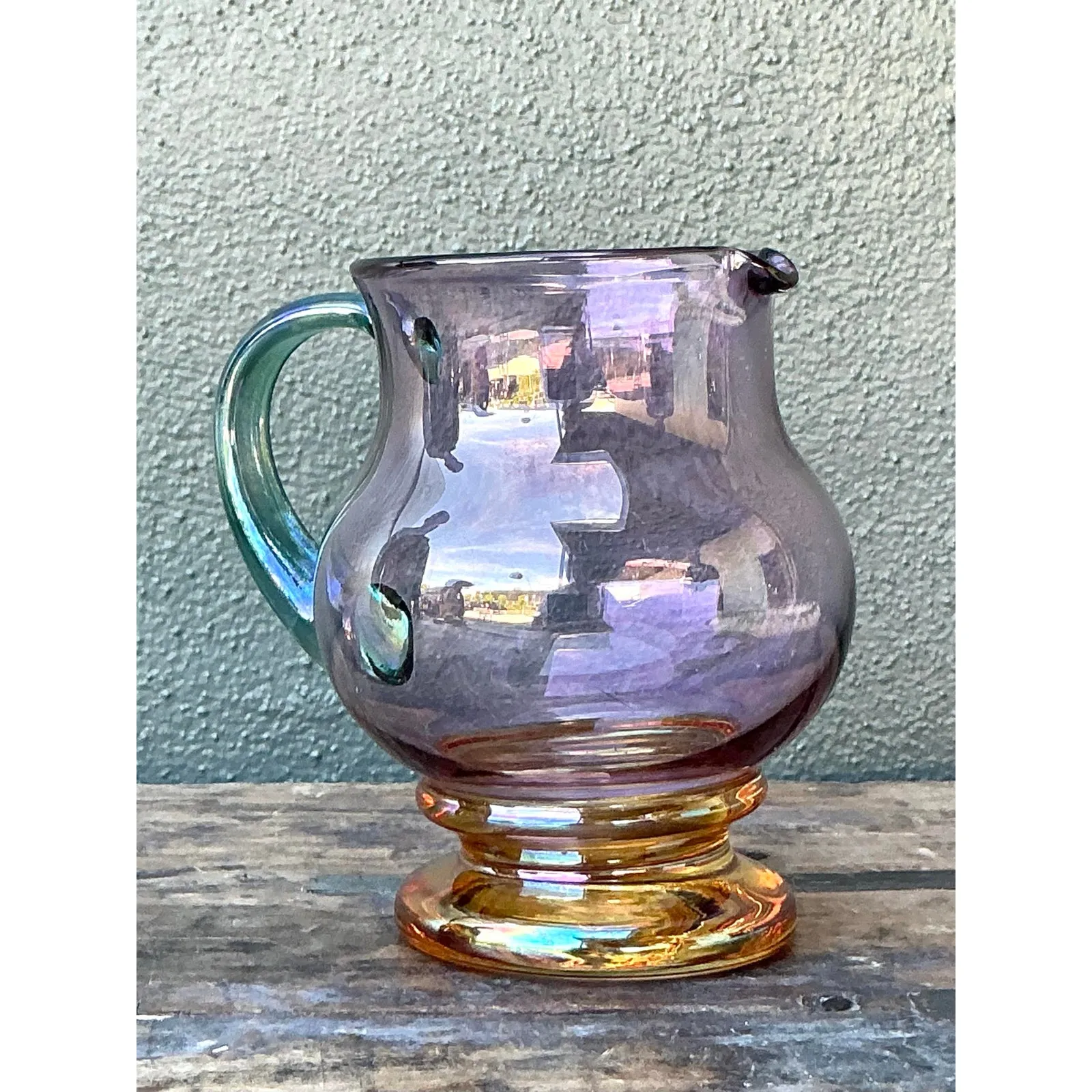 Vintage Boho Iridescent Glass Pitcher — additional photo 8