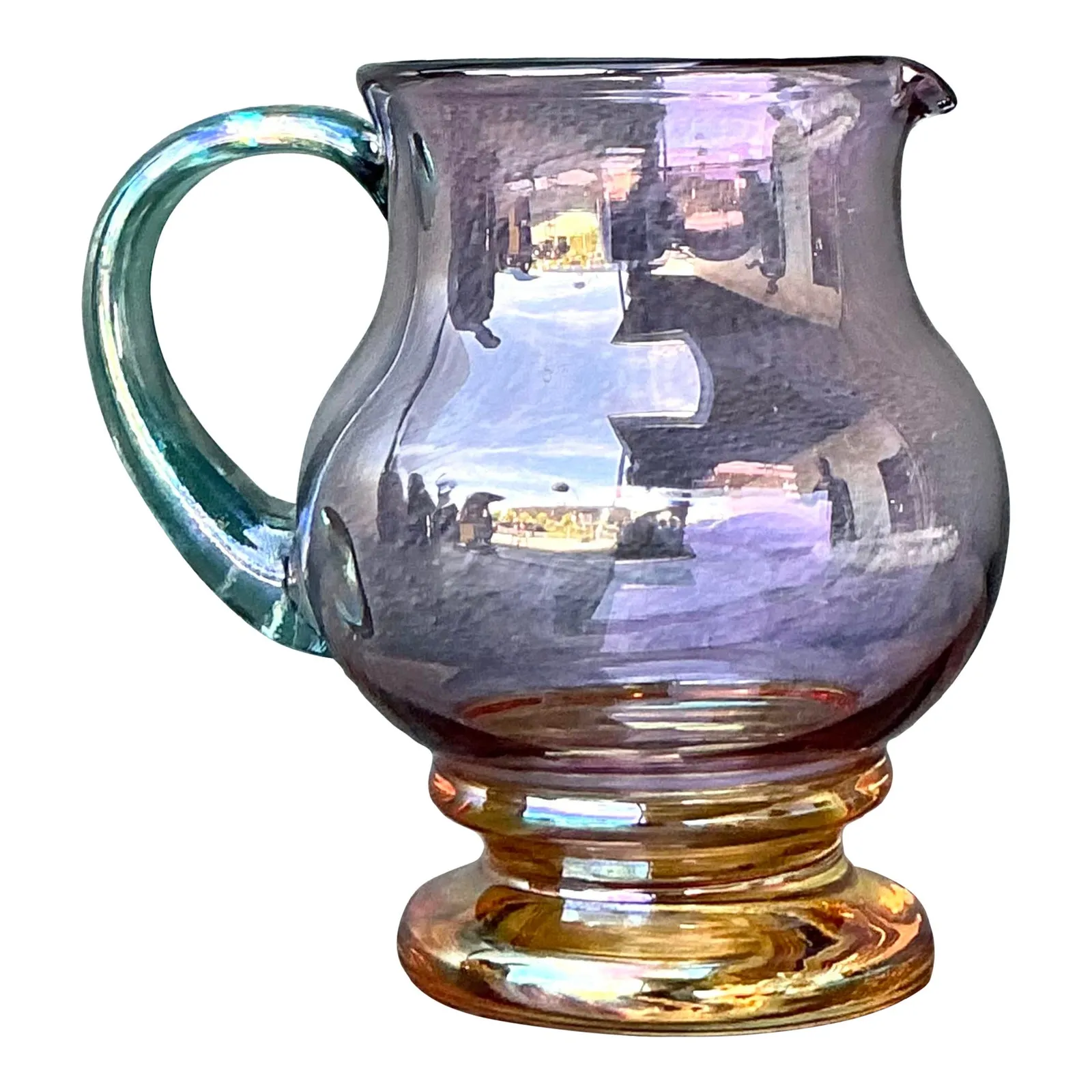Vintage Boho Iridescent Glass Pitcher — additional photo 1