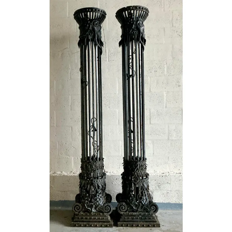 Vintage Neoclassical Wrought Iron Columns - A Pair — additional photo 2