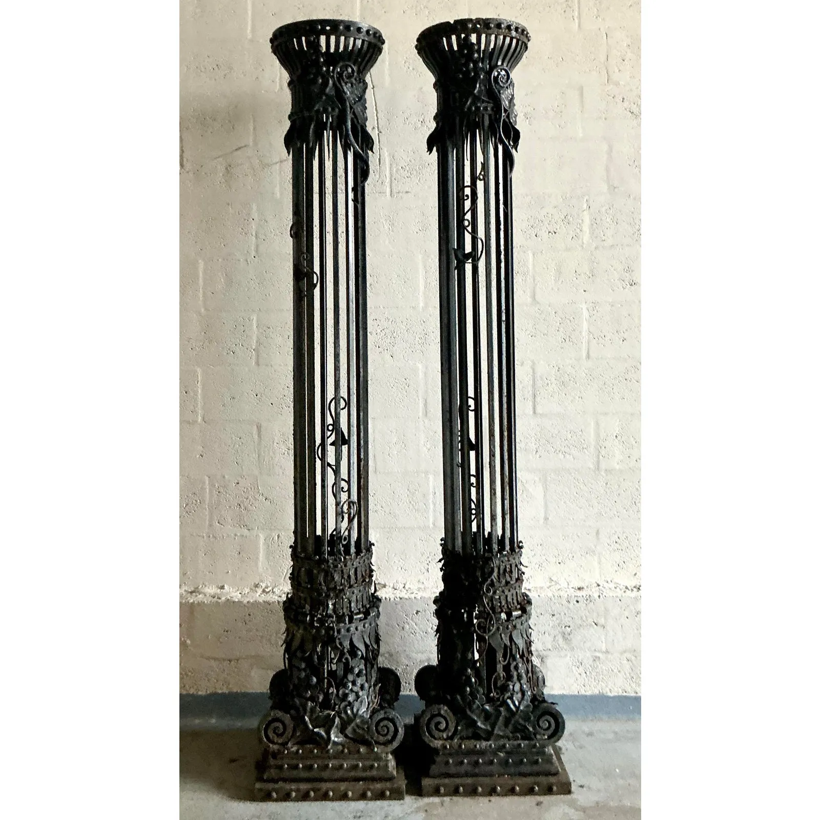 Vintage Neoclassical Wrought Iron Columns - A Pair — additional photo 5