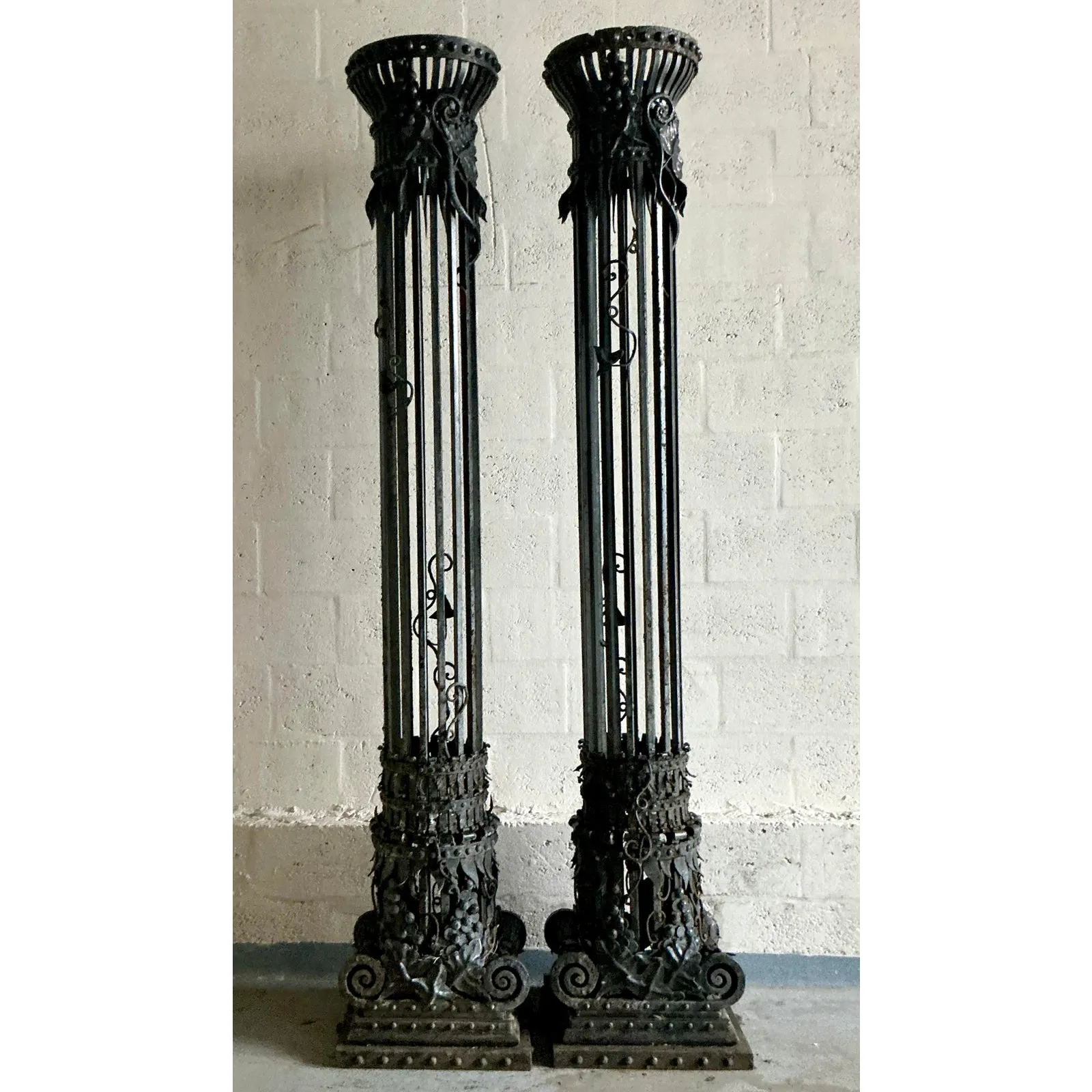 Vintage Neoclassical Wrought Iron Columns - A Pair — additional photo 6