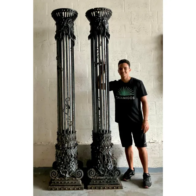 Vintage Neoclassical Wrought Iron Columns - A Pair — additional photo 7