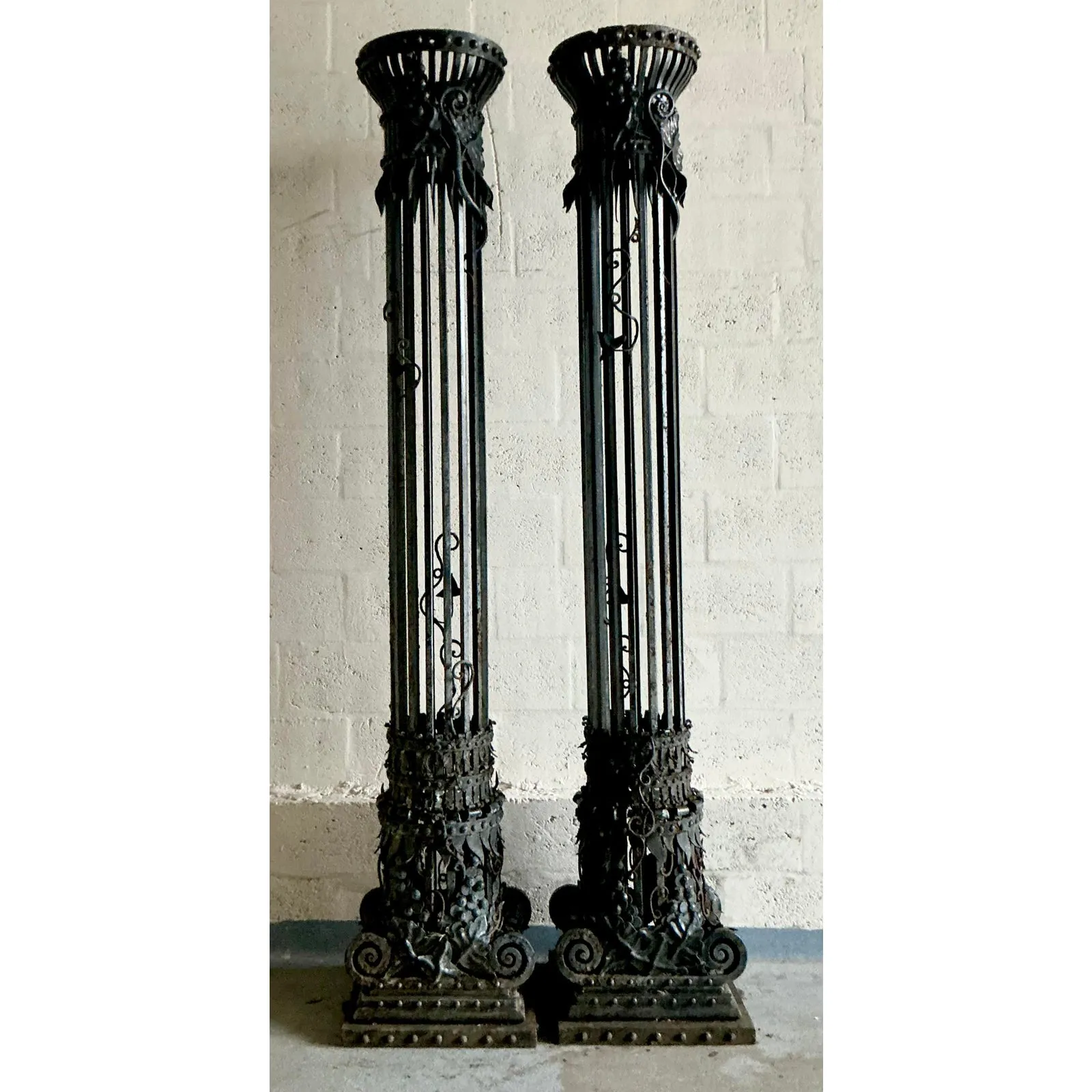 Vintage Neoclassical Wrought Iron Columns - A Pair — additional photo 1