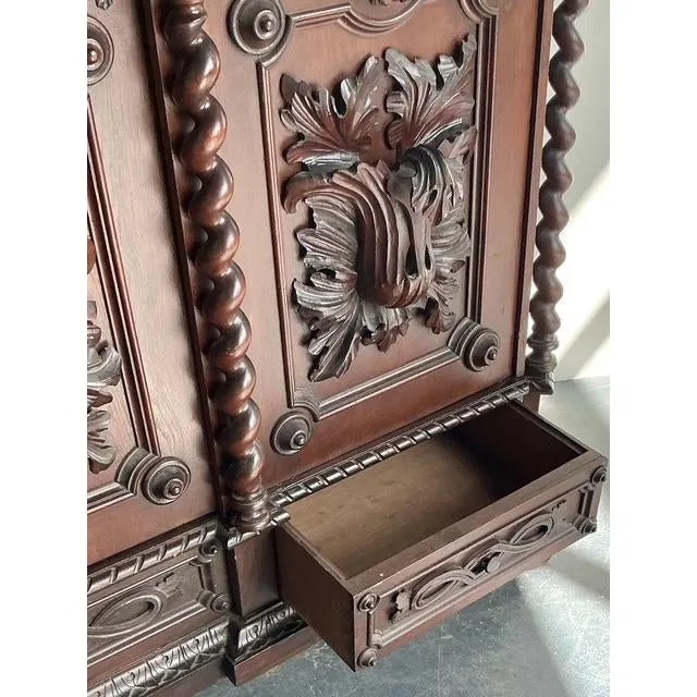 Vintage Boho Black Forest Carved Oak Armoire — additional photo 3