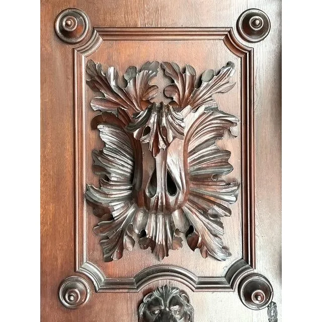 Vintage Boho Black Forest Carved Oak Armoire — additional photo 4
