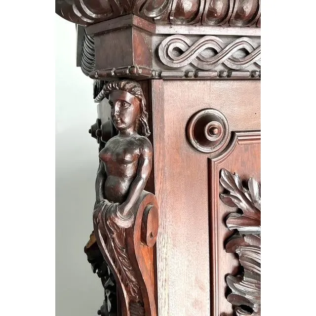 Vintage Boho Black Forest Carved Oak Armoire — additional photo 5