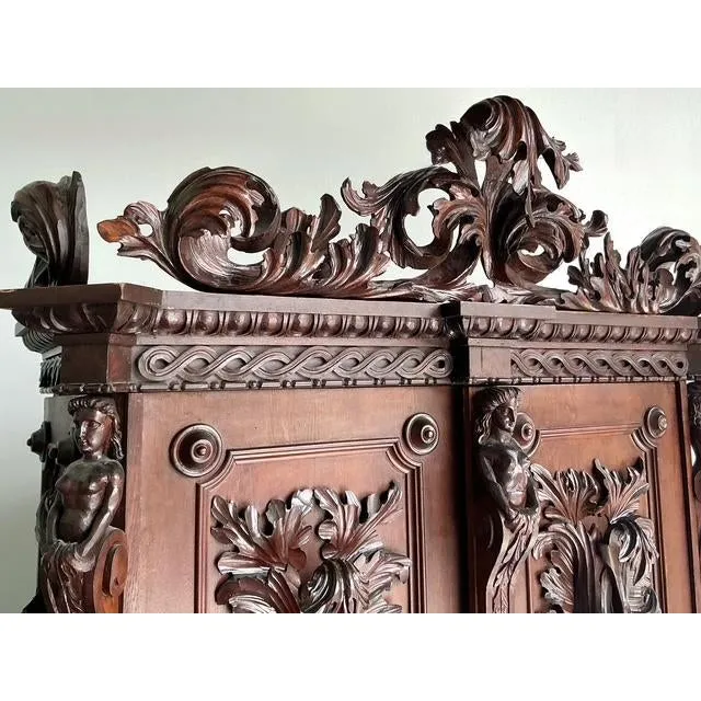 Vintage Boho Black Forest Carved Oak Armoire — additional photo 6