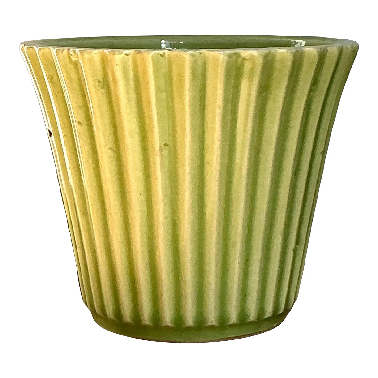 Vintage Boho French Glazed Ceramic Pleated Vase — additional photo 1