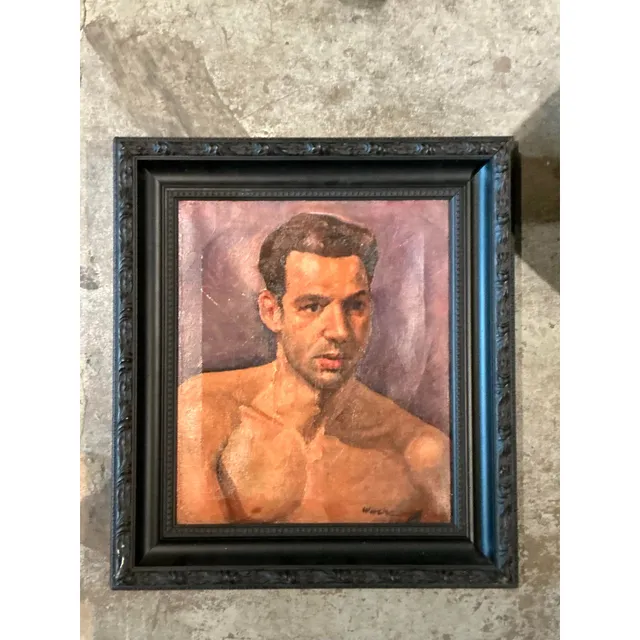 Vintage Boho Original Oil Portrait of Man on Canvas — additional photo 7