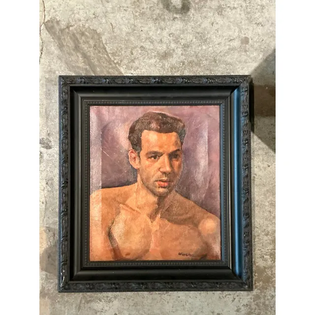 Vintage Boho Original Oil Portrait of Man on Canvas — additional photo 8