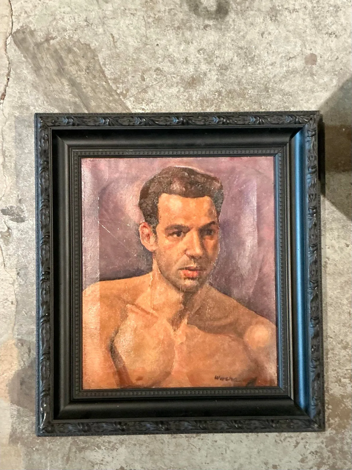 Vintage Boho Original Oil Portrait of Man on Canvas — additional photo 8