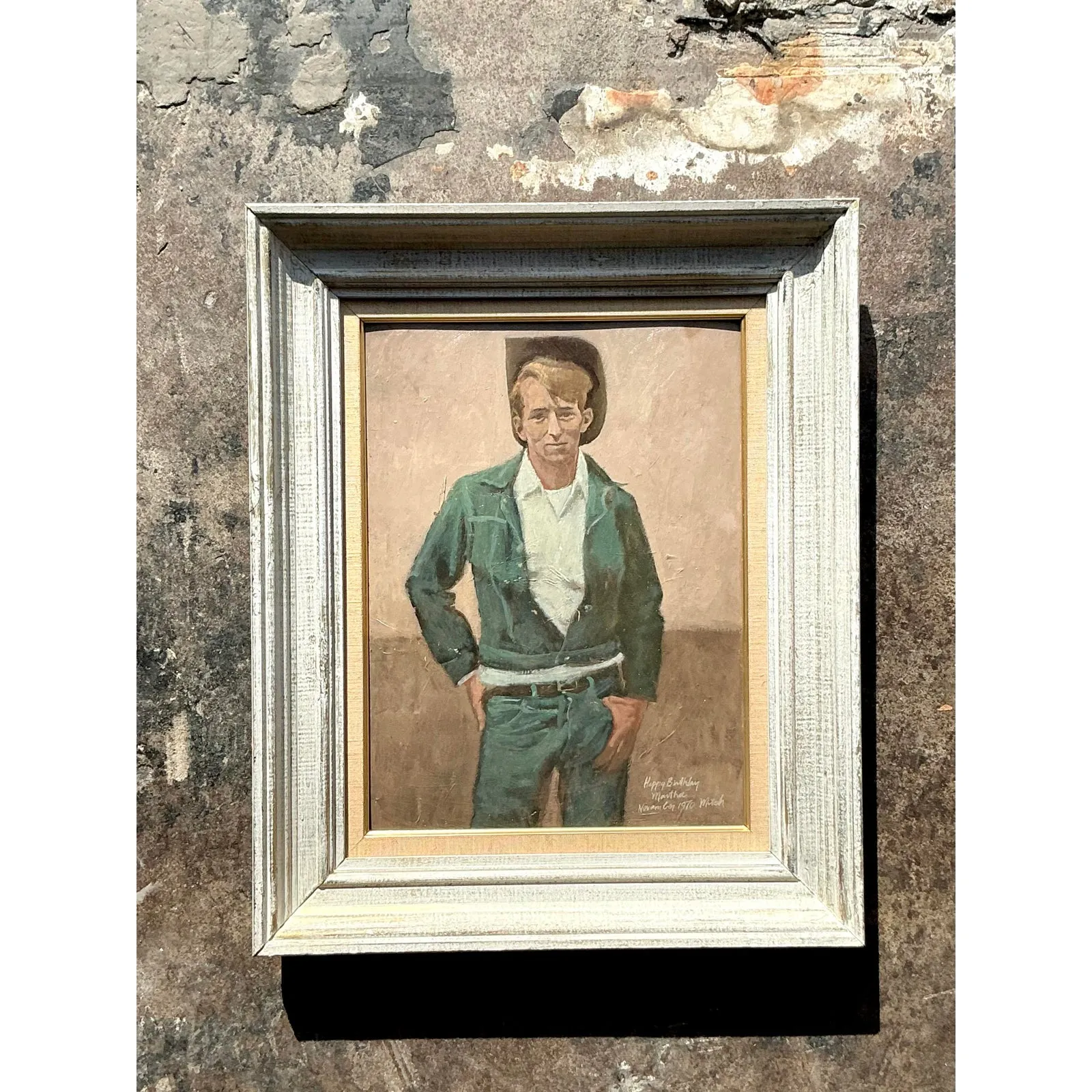 Vintage Boho Original Oil Portrait of Cowboy — additional photo 8